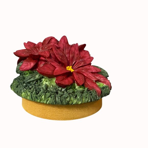 Christmas Poinsettia Candle Topper Decorative Festive Holiday Yankee Candle 3 In - Picture 7 of 16